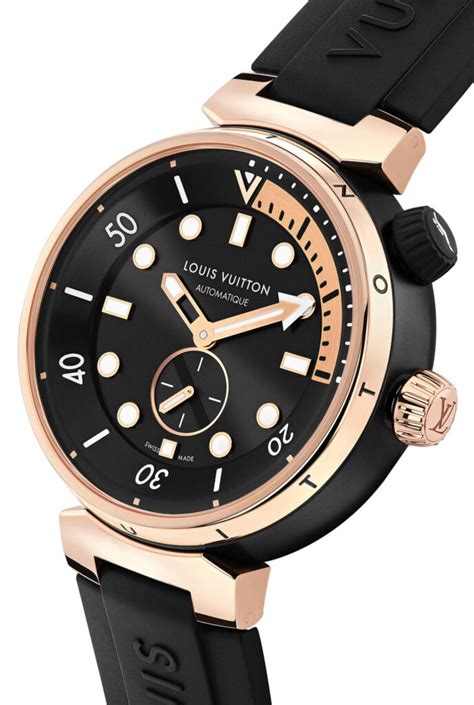 louis vuitton tambour street diver black white. size|louis vuitton tambour street diver.